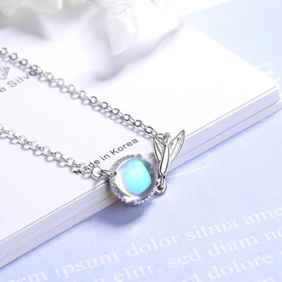 NEW Silver Cute Natural Rainbow Moonstone Charm Bracelet - Picture 3 of 6